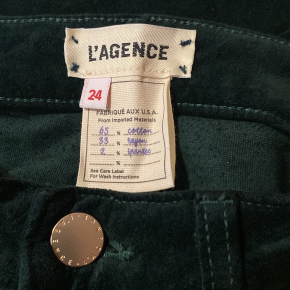 NEW L'AGENCE Margot High Rise Skinny Luxe Velvet Size 24 Retails $245 Evergreen - Picture 9 of 10